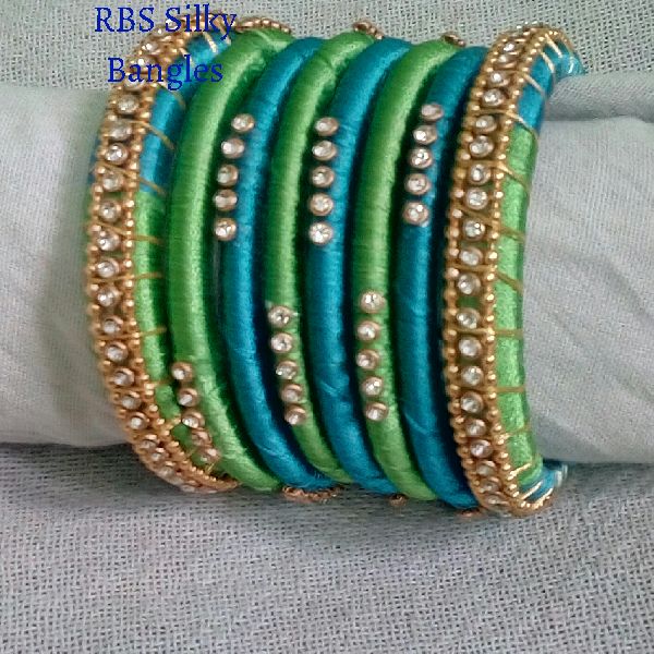 Blue-Green Silk Thread Bangles