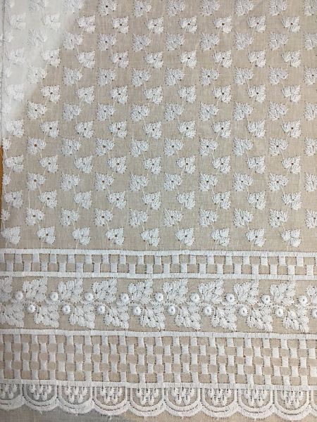 100% SAMIDUAL Cotton Chikan Embroidery, for Garments, Suit, Pattern : Embroidered