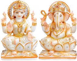 Marble Laxmi Ganesh Statue, for Worship, Feature : Attractive designs, Smooth perfect edges, Durability