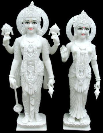 Marble Laxmi Vishnu Statue, for Worship, Color : White
