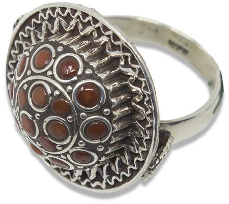 Brown Oxidised Silver Coral Ring