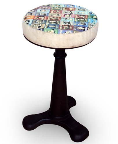 CAST IRON BASE WITH CANVAS PRINTED STOOL