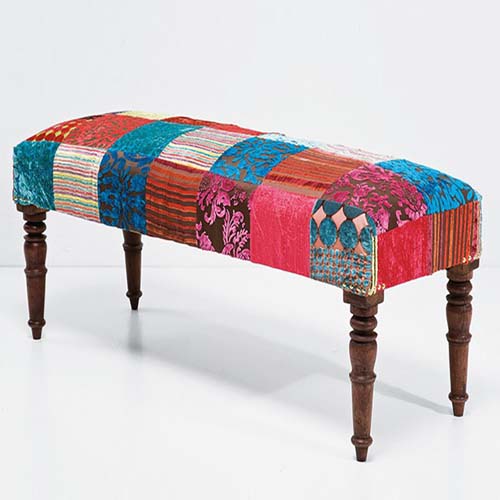 PATCH WORK UPHOLSTERED BENCH