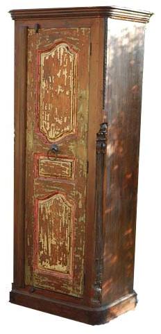 WOODEN OLD SINGLE DOOR WITH CARVED PILLARS CABINET