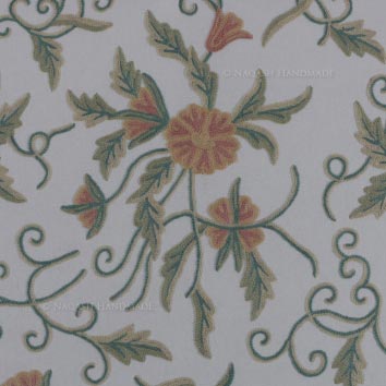 Audrey Handmade Crewel Wool Embroidered Cotton Fabric