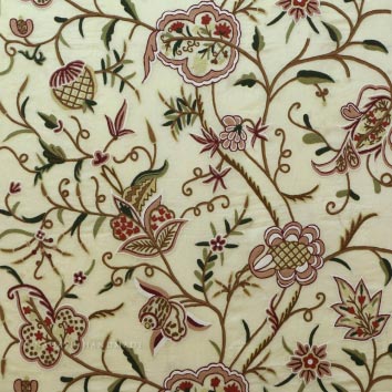 Baltal Crewel Work Hand Embroidered Organza Silk Fabric