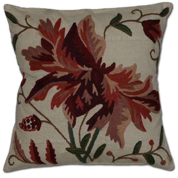 Berry Cotton Crewel Hand Embroidered Cushion Cover