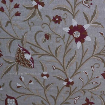 Danzdaar Crewel Wool Embroidered Linen Fabric, Width : 145 Cm
