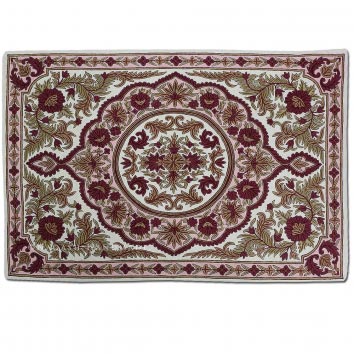 Kanzalwan Wool Embroidered Traditional Handmade Rug, Size : L-82 cm X W-54 cm