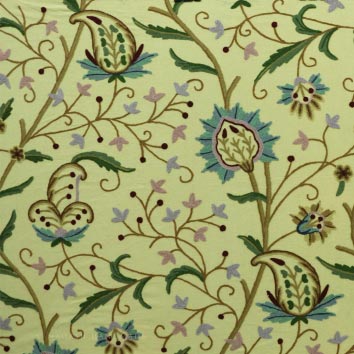 Paisley Crewel Fabric Hand Embroidered Cotton Fabric