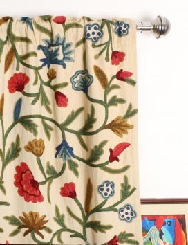 Wular Hand Embroidered Cotton Crewel Curtain Fabric