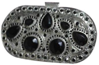 Silver & Black Clutch Purse, Occasion : Party