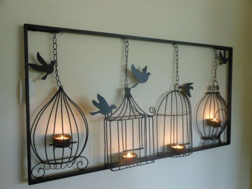 Birdcage Tea Light Wall Hanging Metal Candle Holder