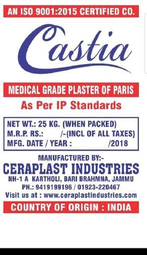 Medical Grade Plaster of Paris, for Industrial
