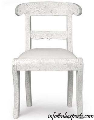 BONE & MOP INLAY CHAIR IN WHITE