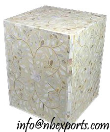 Mother of Pearl Inlay Square Stool