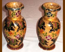 SOAP STONE HAND PAINTED VASES