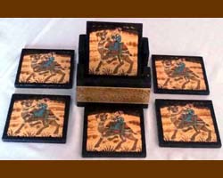 WOODEN COASTER SET HAND PAINTED