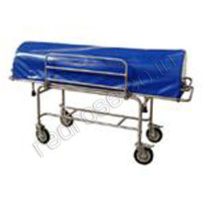 Stainless Steel Mortuary Trolley, Size : 1850X590X740mm