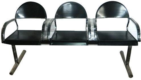 MS 3 Seater Waiting Bench, Color : Black