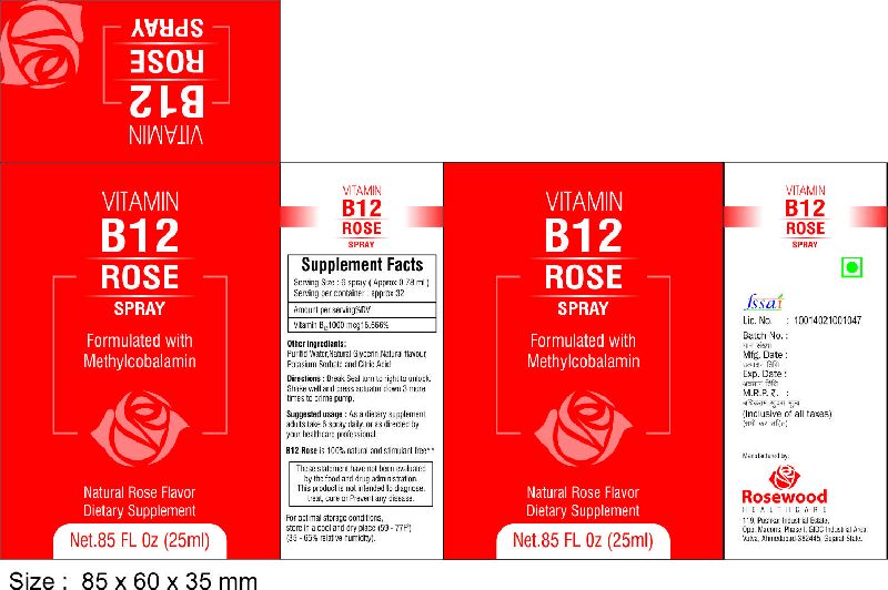 B12 Vitamin ROSE SPRAY