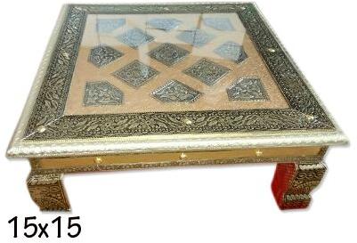 Multicolor Square Wooden Bajot rx,, for Decoration, Worship, Style : Antique