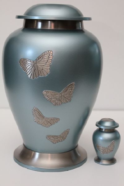 99069 Brass Hand Engraved Butterfly Urn