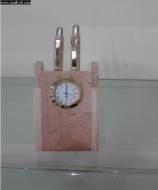 Wooden Pen Stand With A Small Watch