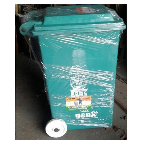 Plastic wheel dustbin, Color : Green, Blue