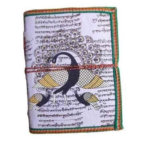 Handmade Peacock Print Leather Diary