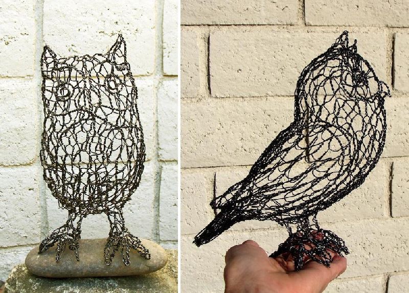 Decorative Iron Owl Sculpture