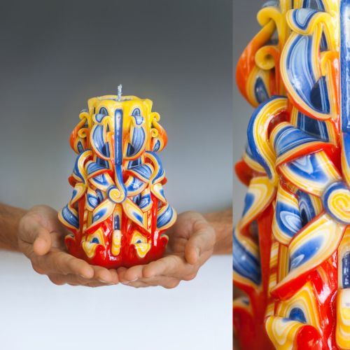 Paraffin Wax Carved Candles, Color : Multi Color