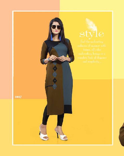 Lumbaa Plain Rayon Long Kurti 1027, Technics : Machine Made