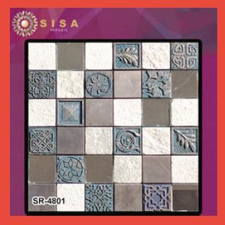 Irregular Designer Sisa Glass Mosaic Tile, Size : 1x1ft, 20x80 Cm, 2x2ft, 30X60 Cm, 60x60cm