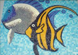 Fish Design Glass Mosaic Tile, Size : 1x1ft, 20x80 Cm, 2x2ft, 30X60 Cm, 60x60cm