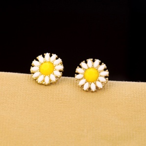 yellow white studs Earring