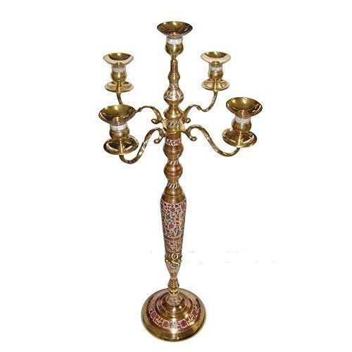 Brass Candle Stand, Color : Brown