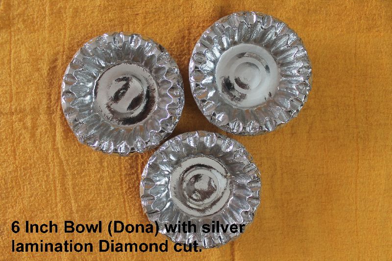 6 Inch Bowl (Dona) With Silver Lamination Diamond Cut