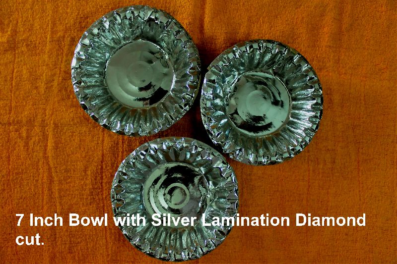 7 Inch Bowl With Silver Lamination Diamond Cut