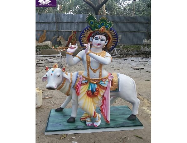 Fiber Krishna Cow Statue