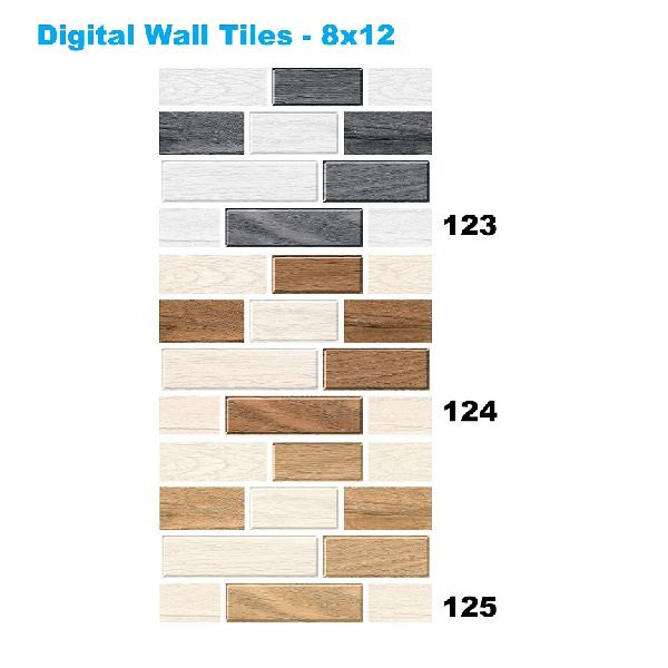 Polished ceramic digital wall tiles 125, for Bathroom, Elevation, Exterior, Interior, Kitchen, Size : 1x1ft