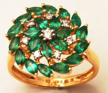 Marquise Emerald Gold Ring, Gender : Women's