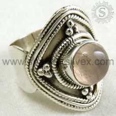 Trendy Rose Quartz Sterling Silver Ring, Size : 7 US