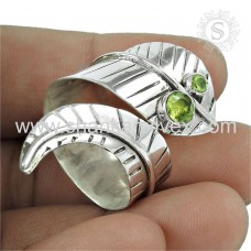 Two Tones Royal Dark Silver Peridot Ring