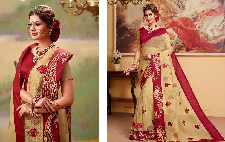 Available in attractive colors Cotton Embroidered Sarees