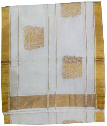 White & Golden South Cotton Sarees