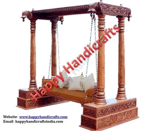 Carved Indian Maharaja Wooden Swing