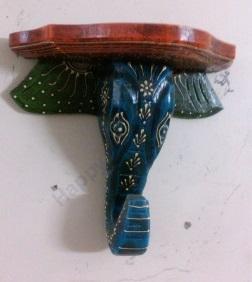 WOODEN HAND PAINTED ELEPHANT SHAPE TELEPHONE STAND