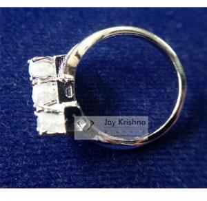 white cube rough diamond 925 sterling silver ring