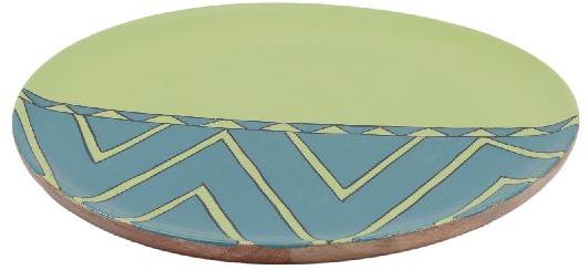 Printed Resin Mango Wood Serving Plate, Color : Multi